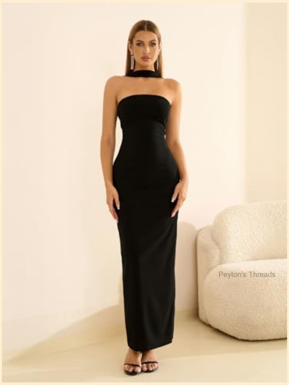 Elegant Bodycon Maxi Dress Halter Neck Formal Party Long Dress - Picture 4 of 7